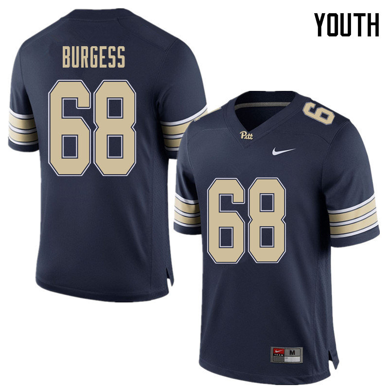 Youth #68 Brian Burgess Pittsburgh Panthers College Football Jerseys Sale-Home Blue